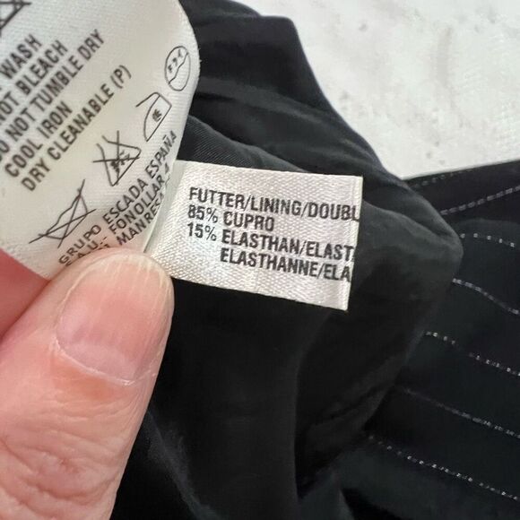 Escada Black Pinstriped Two Button Closure Blazer 42 12 L - Picture 11 of 13